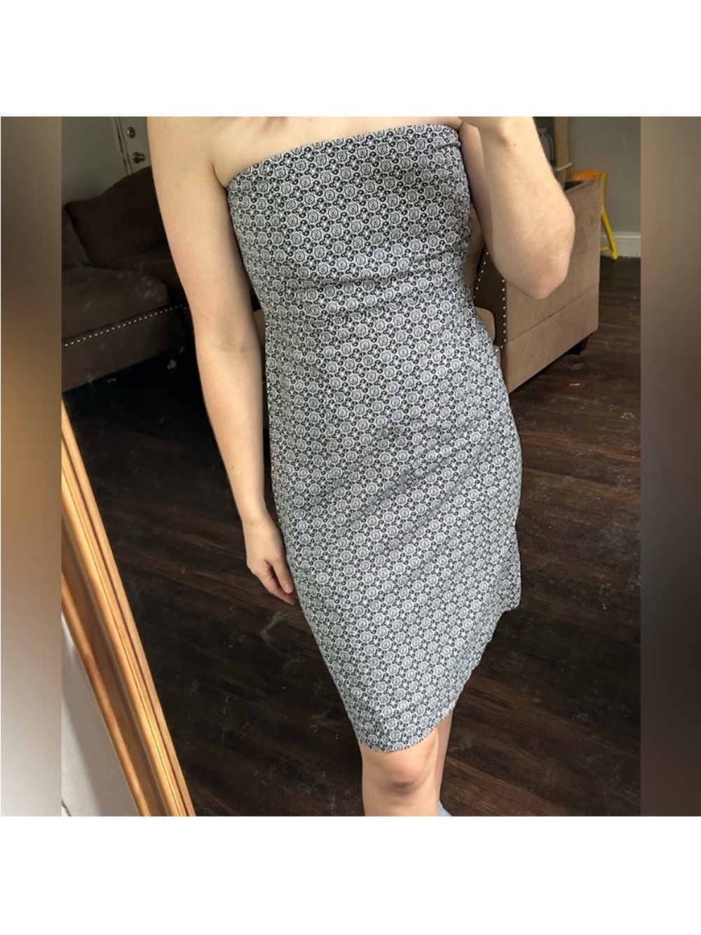 GAP Strapless Black & White Printed Cocktail Dress